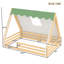 Lit double pleine grandeur avec tente et lit léger, lit en bois massif avec garde-corps pleine longueur, conception Montessori et enfantine, naturel et vert-1027306372