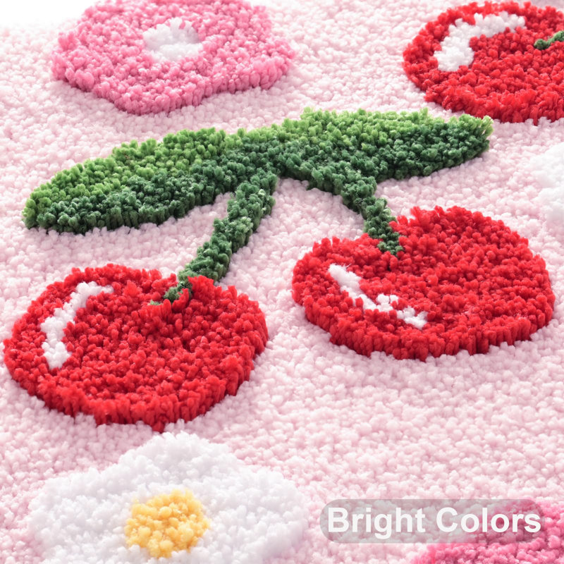 Bathroom Rugs Cute Cherry Bath Mat Coloful Bathroom Accessories, Funny Flower Rug Non Slip Floor Mat, Pink