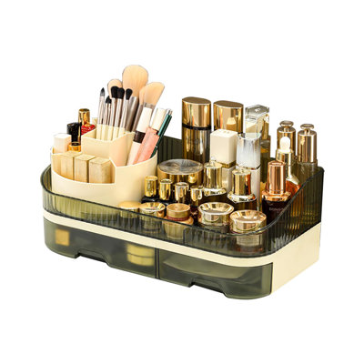 Le comptoir de maquillage peut contenir 20 brosses, 12 rouges à lèvres et 10 bouteilles de soins de la peau - rangement en acrylique à double tiroir pour meuble-lavabo