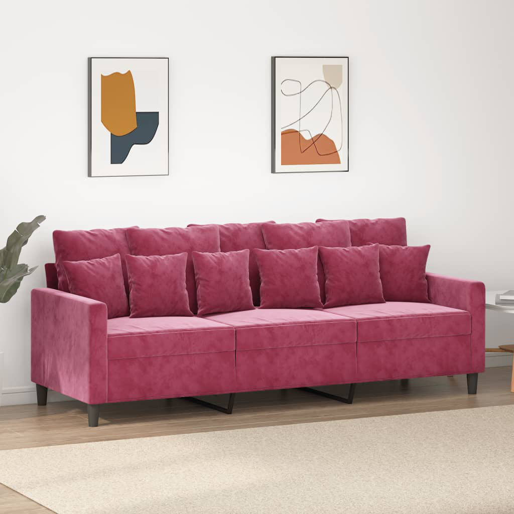 Vidaxl 3-Sitzer-Sofa Hellgrau 180 Cm Samt 359313