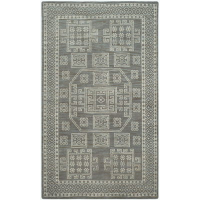 Alimatou Hand Knotted Wool/Cotton Abstract Rug in Gray