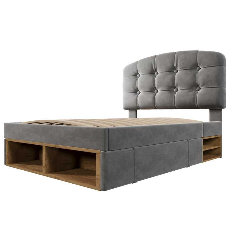 Upholstered Drawers Bed, Single (3'), Grey