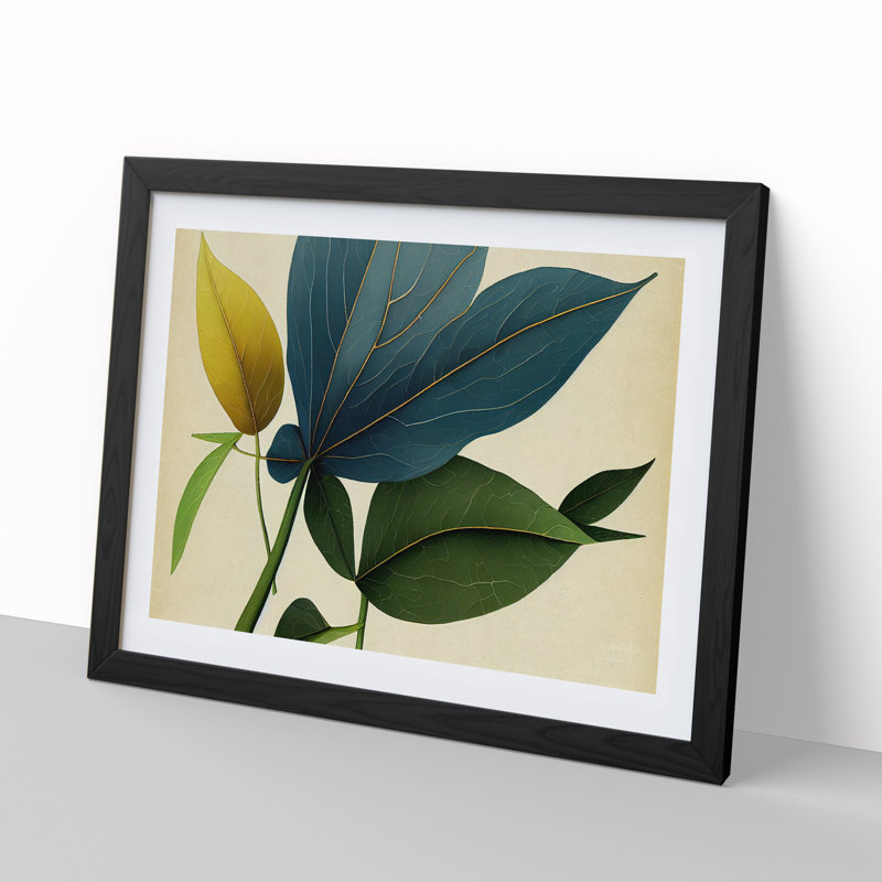 Inspirational Leaf - Single Picture Frame Print, Black, 34cm H x 46cm W x 2cm D