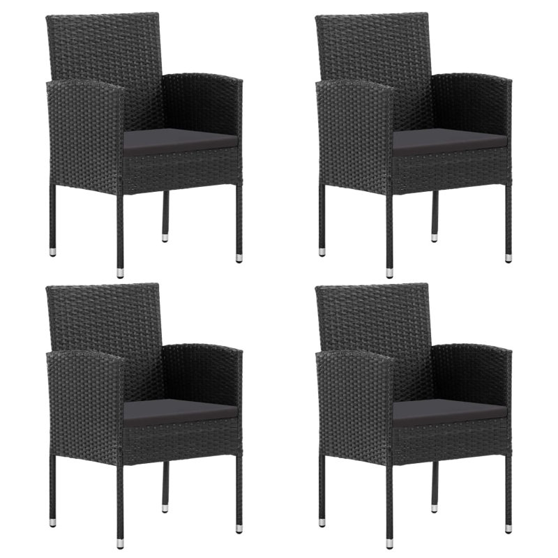 Chaises de patio avec coussins 4 pièces Red Barrel Studio®, Crème, Noir, noir, noir, noir