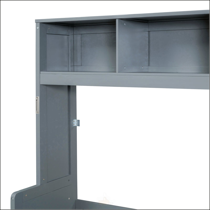 Queen Size Murphy Bed With Closet And Drawers, Space-Saving And Multifunctional Design For Modern Living, Gris