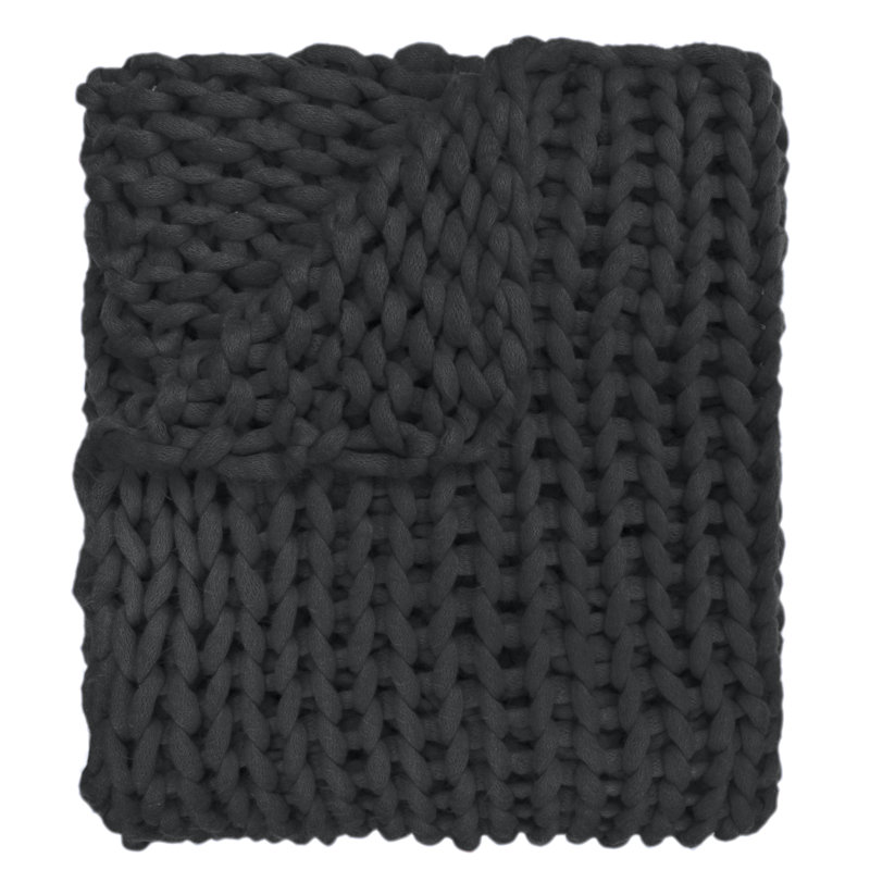 Donna Sharp Chunky Knit Charcoal Contemporary Woven Throw, Grey