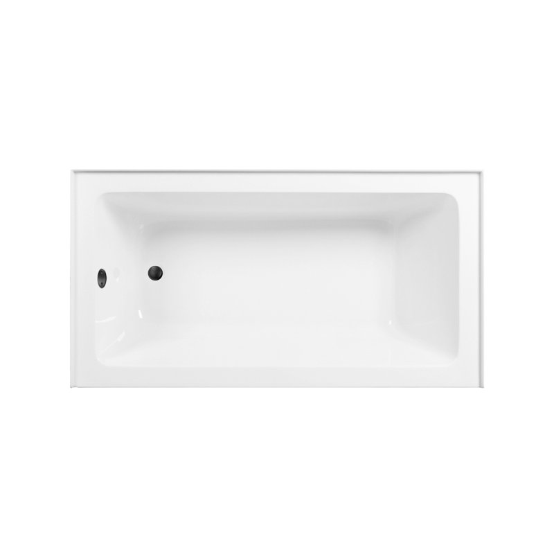 Kingston Brass Aqua Eden 60-Inch Acrylic Rectangular 3-Wall Alcove Tub, Hand Drain, Right, Matte Black