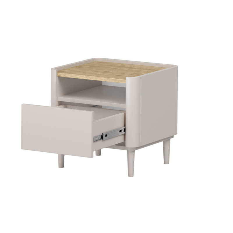 Blackett 50cm W Manufactured Wood Bedside Table, Cream