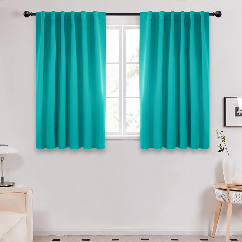 Darlington Room Darkening Curtain Pair, 52" W x 45" L, Turquoise