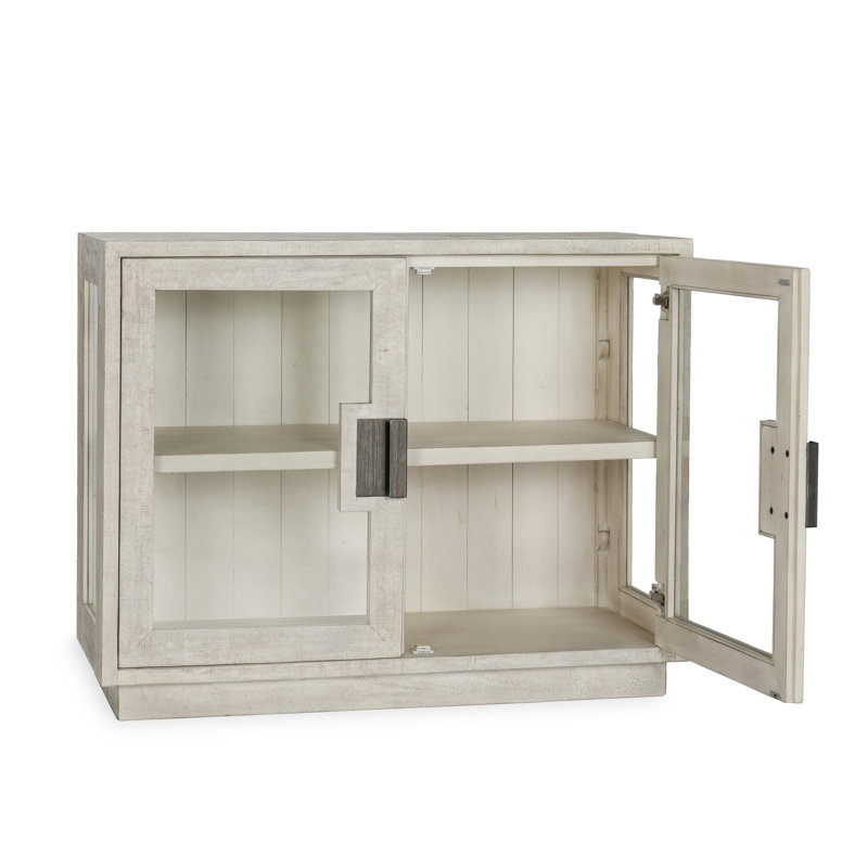 Daniella Solid Wood Accent Cabinet, White, Brass
