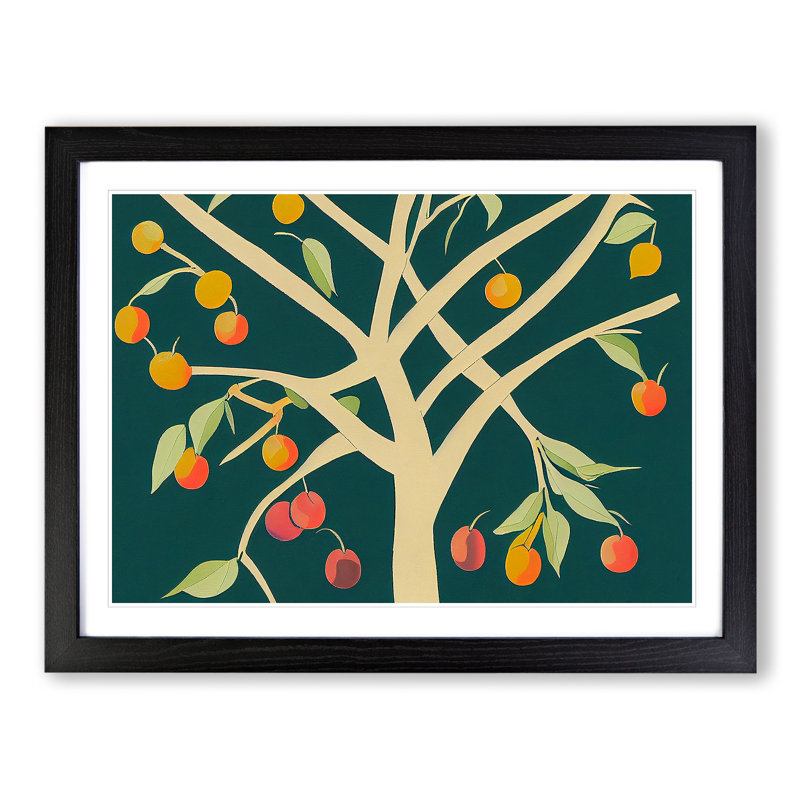 Fruit Tree Abstract - Framed Print, Black Framed, 46cm H x 64cm W x 2cm D