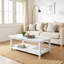 Table basse Country Cottage Farmhouse - Table basse de 42 x 24 x 18 pouces avec tablette de rangement pour le décor du salon - Mobilier de salon rustique (blanc antique)-368160564