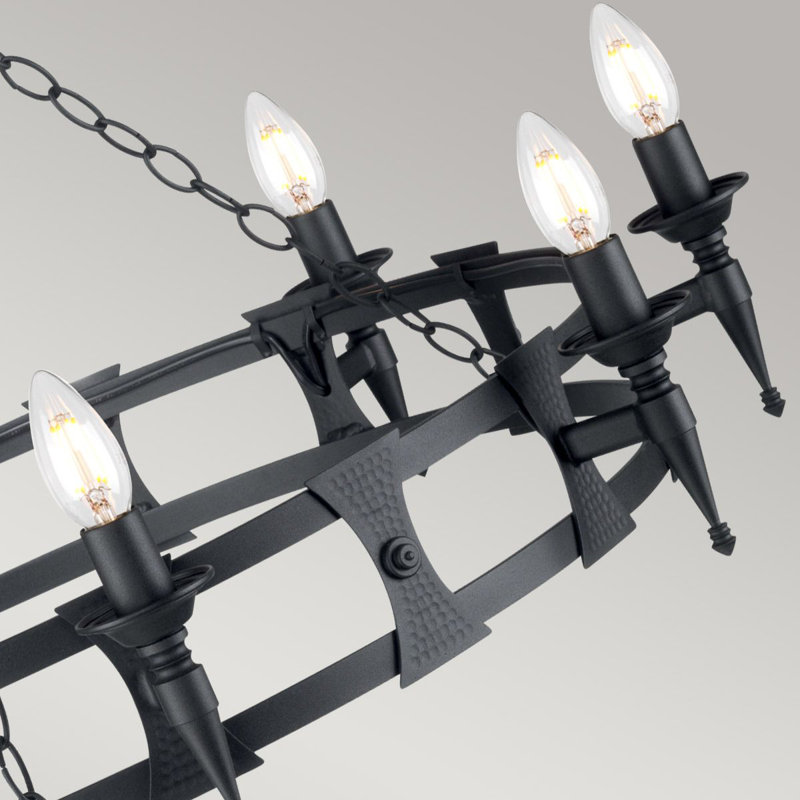 Voight 8 - Light Waggon Wheel Chandelier, Black
