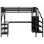 Lit mezzanine en métal avec petite armoire et lumière DEL, lit mezzanine avec bureau en L et port USB