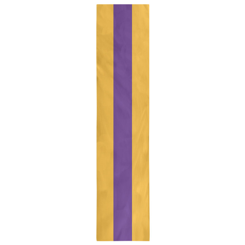 Los Angeles LA Basketball Table Runner, 90" L x 16" W, Gold/Purple/Gold, Poly Twill