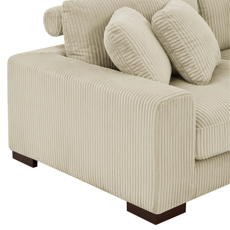 Grand canapé modulaire à double assise en velours côtelé Large Seating, Velours côtelé beige