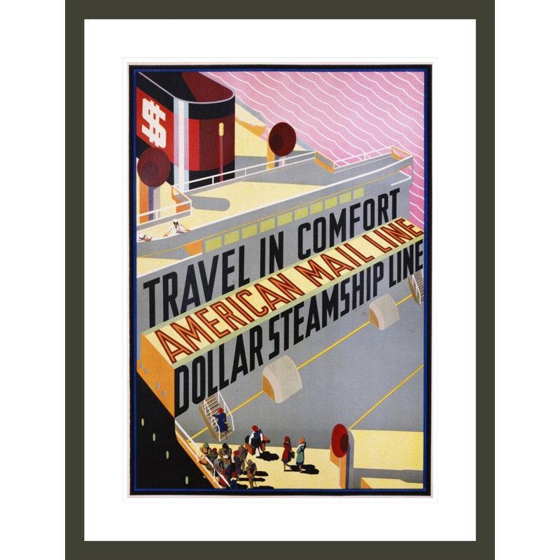 «Travel in Comfort American Mail Line Dollar Steamhip Line» par Inconnu, impression par estampe numérique encadrée
