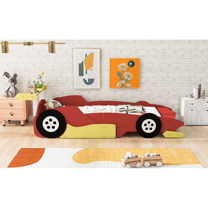 Lit plateforme simple avec roulettes, Rouge