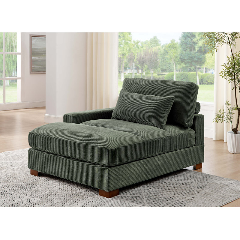 Chaise longue rembourrée Ariee, Orienté à droite, Velours côtelé brun