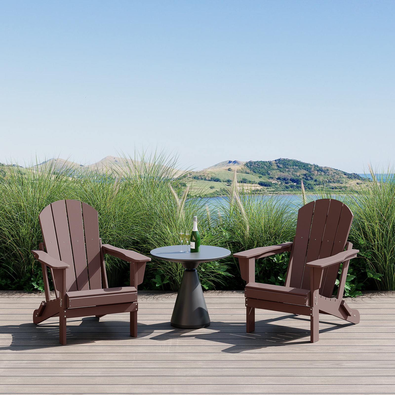 Laguna Foldable Outdoor Adirondack Set, Dark Brown