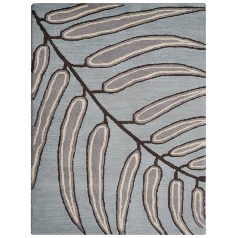 Abhi Hand Tufted Wool Eco-Friendly 9x12 Area Rugs - Rectangle, Light Blue Color, Floral Modern Design, High Pile Thick Handmade Anti Skid Area Rugs for Living Room, Bed Room