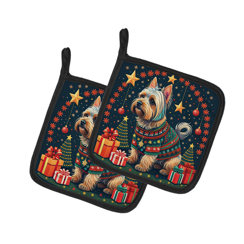 Paire de poignées Silky Terrier Christmas