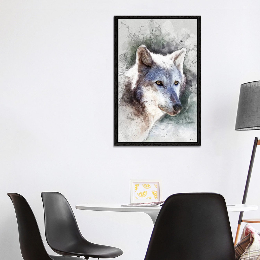 Grauer Wolf von Rob Francis - Galerie-verpackte Leinwand Giclée auf Leinwand