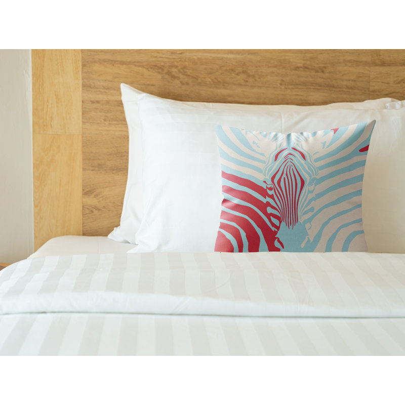 Coussin d'intérieur Salie Zebra, Brume céleste, 16 po x 16 po