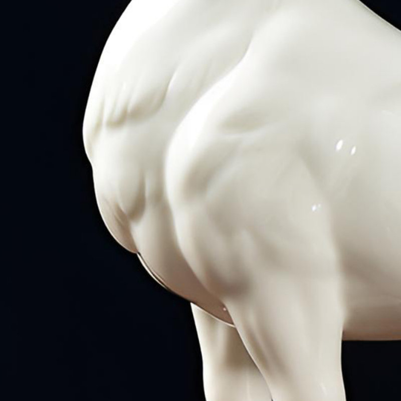 Figurine de chèvre en céramique - Ornement attirant richesse, Blanc
