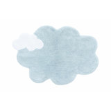 MiniOnes Hand Tufted Cotton Area Rug in Blanco/Light Blue
