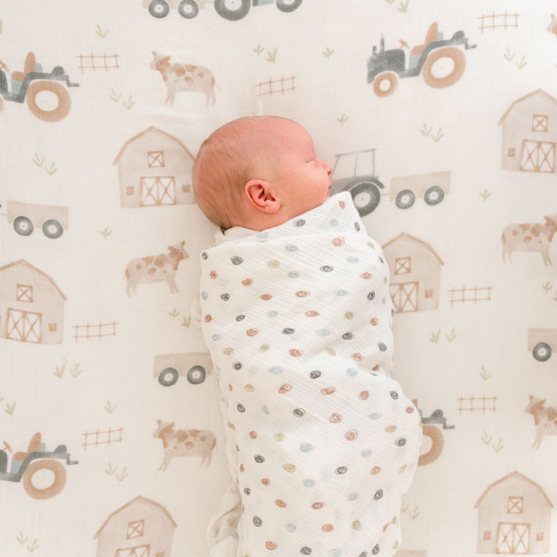 2-pc. Tractor/Dot Swaddle Set