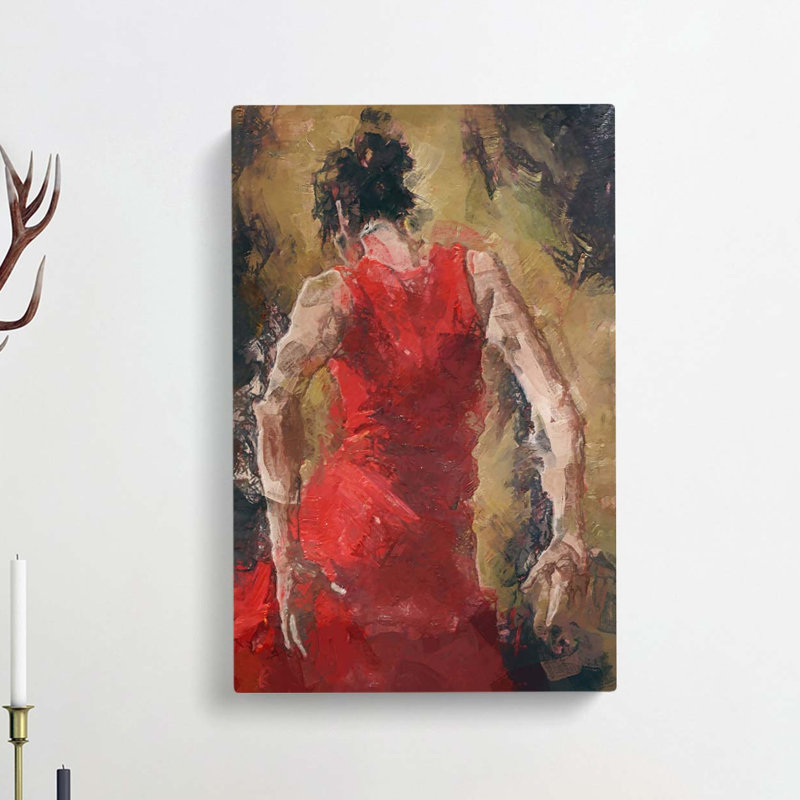 Spanish Flamenco Dancer In Abstract - Wrapped Canvas, 91cm H x 60cm W x 3cm D
