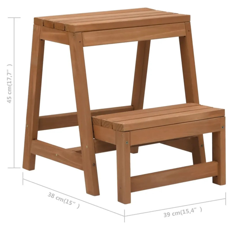 2 - Step Wood Folding Small Step Ladder
