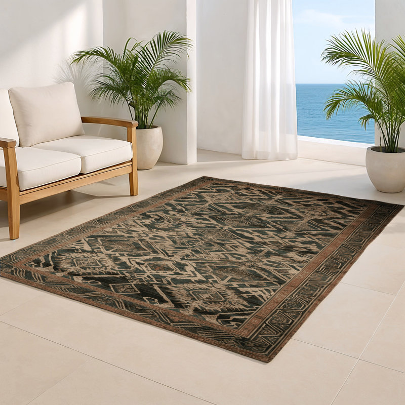 ArtDeco Brown Indoor and Outdoor Area Rug, Rectangle 8' x 10'