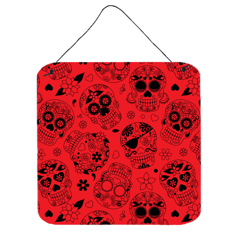 Décoration murale arrière-plan crâne sur fond rouge