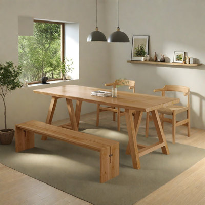 Original wood ash wood dining table set