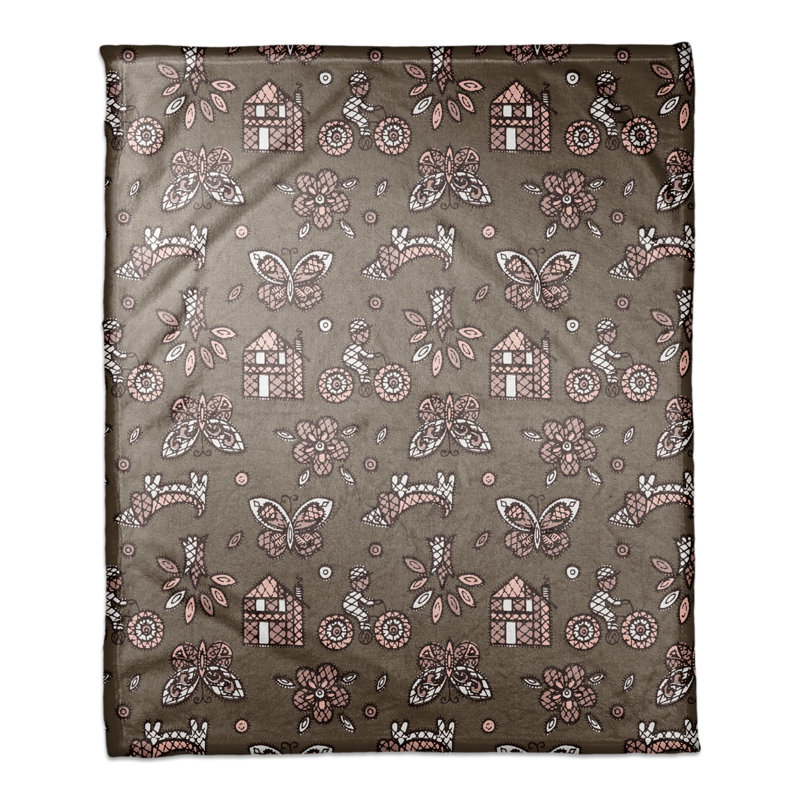 Jeté à motif fantaisiste pour enfants , Brun