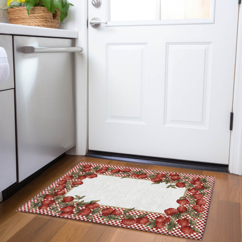 Premium Machine Washable Chiekezi AMF164 Apple Rug, Rectangle 1'8" x 2'6"