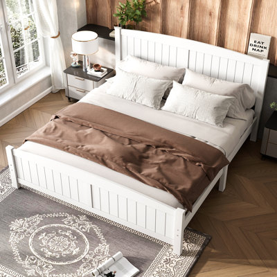 Lit plateforme, lit plateforme en bois massif avec lattes de soutien et structure solide, aucun sommier tapissier requis