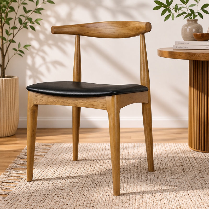 Keniston Farmhouse Real Solid Wood Cushion Padded Open Wooden Dining Chair, Espresso