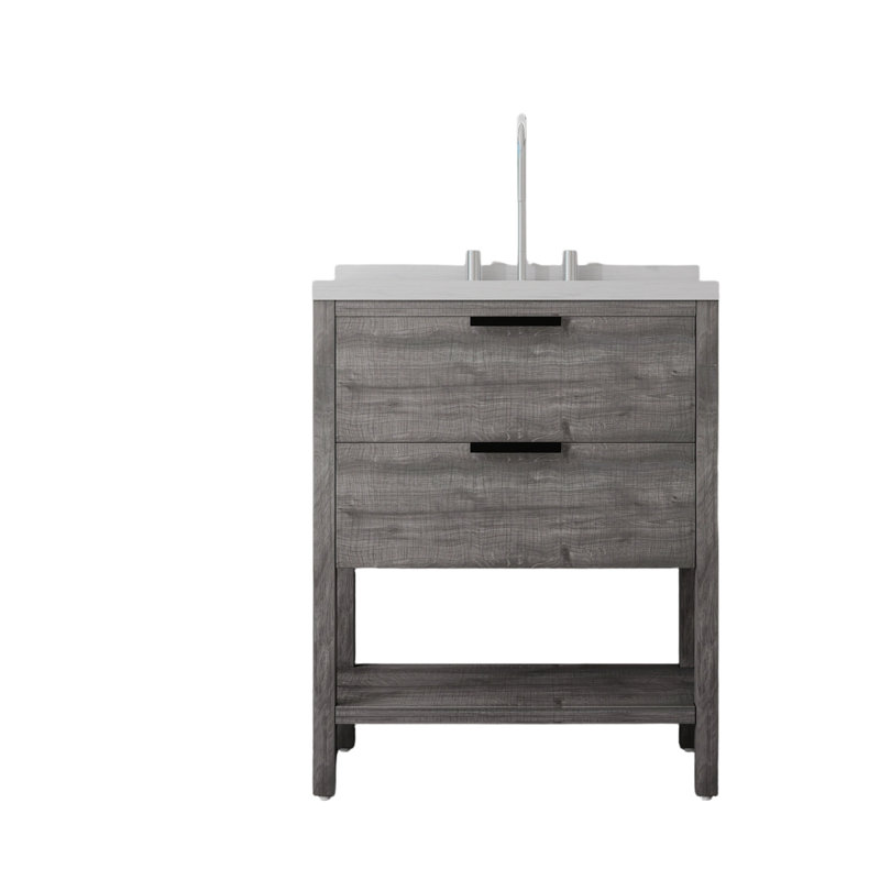 Meuble-lavabo autoportant avec lavabo, Gris, 30"