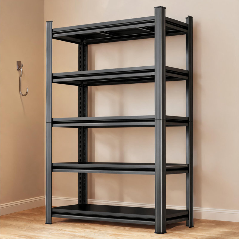 Étagère de rangement réglable en métal noir mat à 5 niveaux 39,37 x 19,68 x 63 pouces pour le garage et l'organisation à la maison