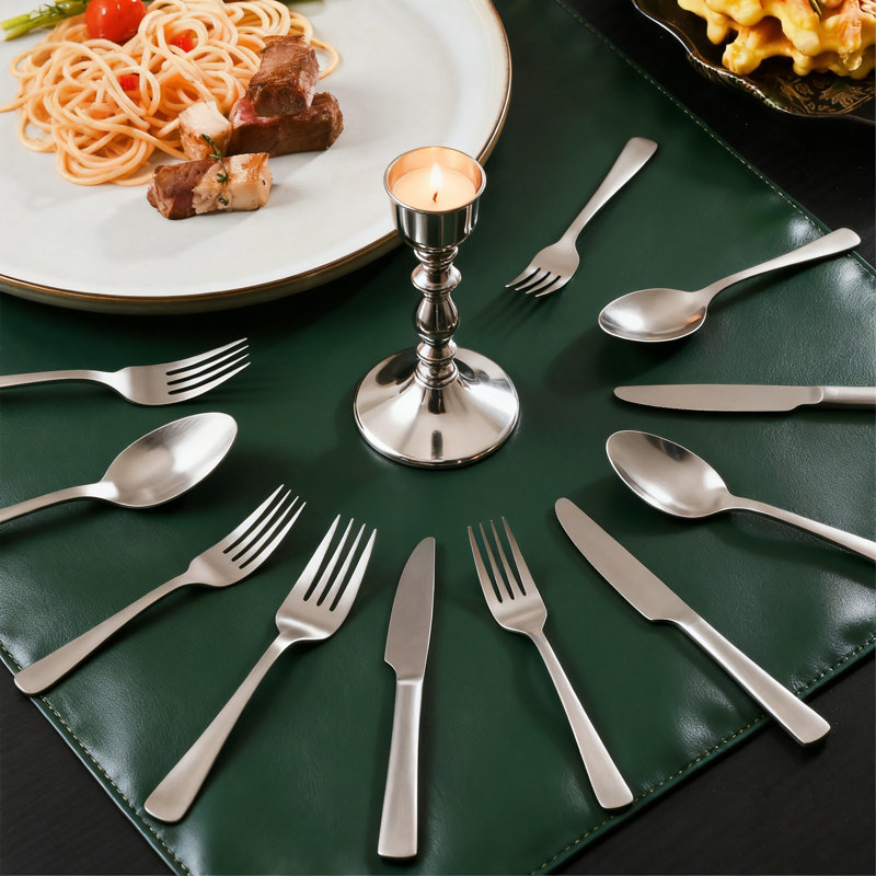 Ensemble de couverts 40 pièces pour 8, ensemble de couverts en acier inoxydable 18/10 avec finition satinée mat, ensemble de couverts forgés allant au lave-vaisselle pour un usage quotidien et formel