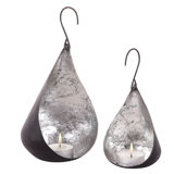 Set Of 2 Hanging Black And Silver Tealight Holders