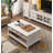 Four-drawer coffee table in solid white wood.-110956625