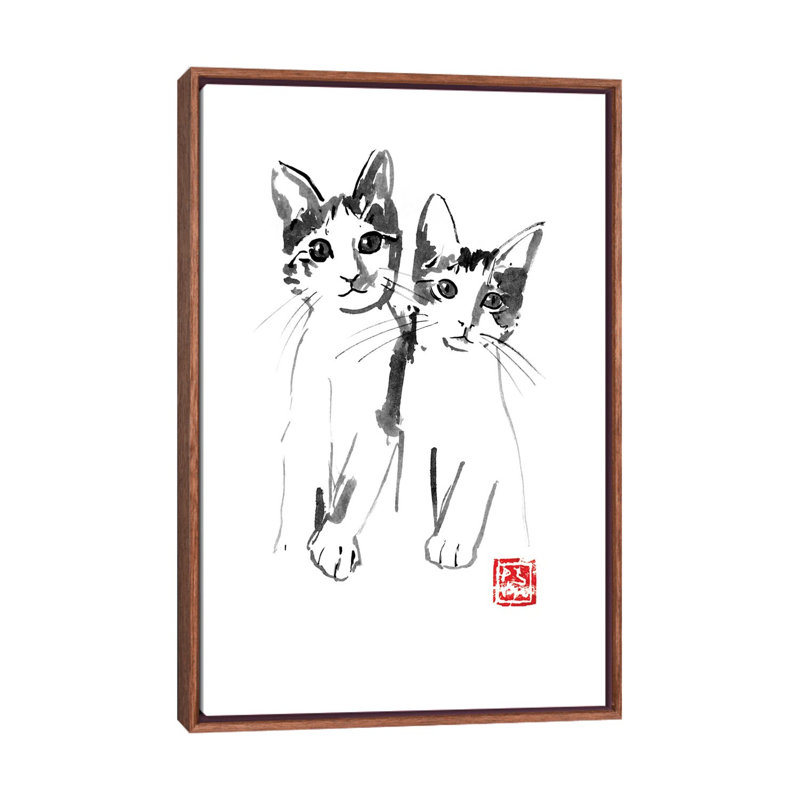 Brothers by Péchane - Print on Canvas, Classic Brown Wood Framed, 66.04 cm H x 45.72 cm W