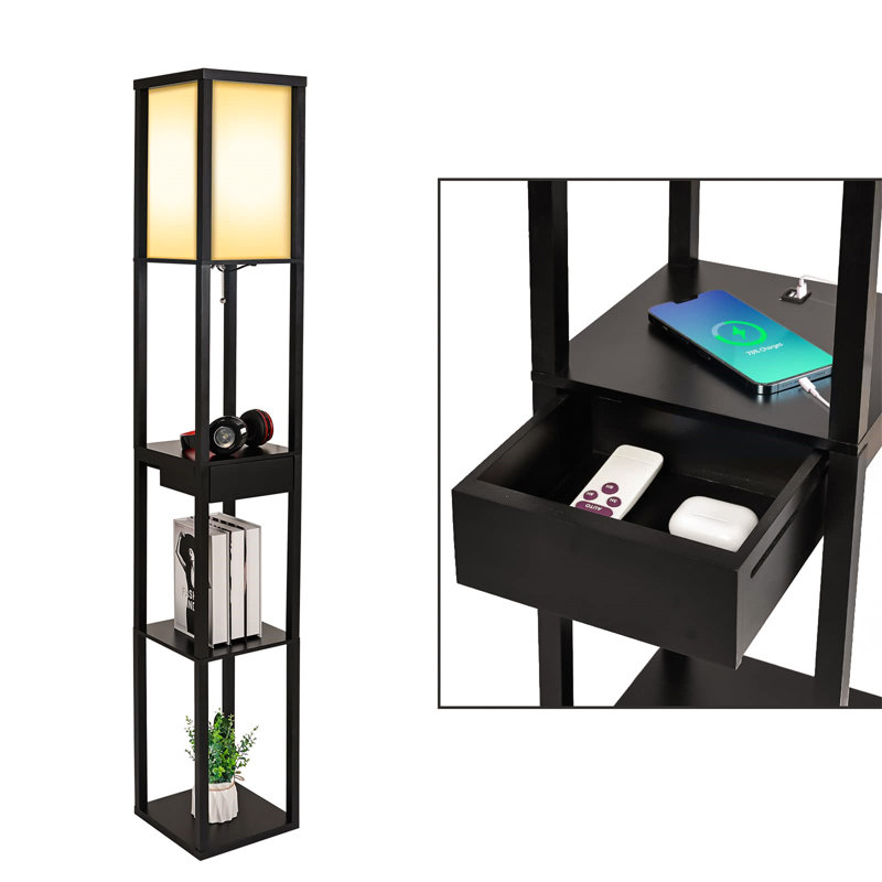 Taloga 160cm Black Column Floor Lamp with USB