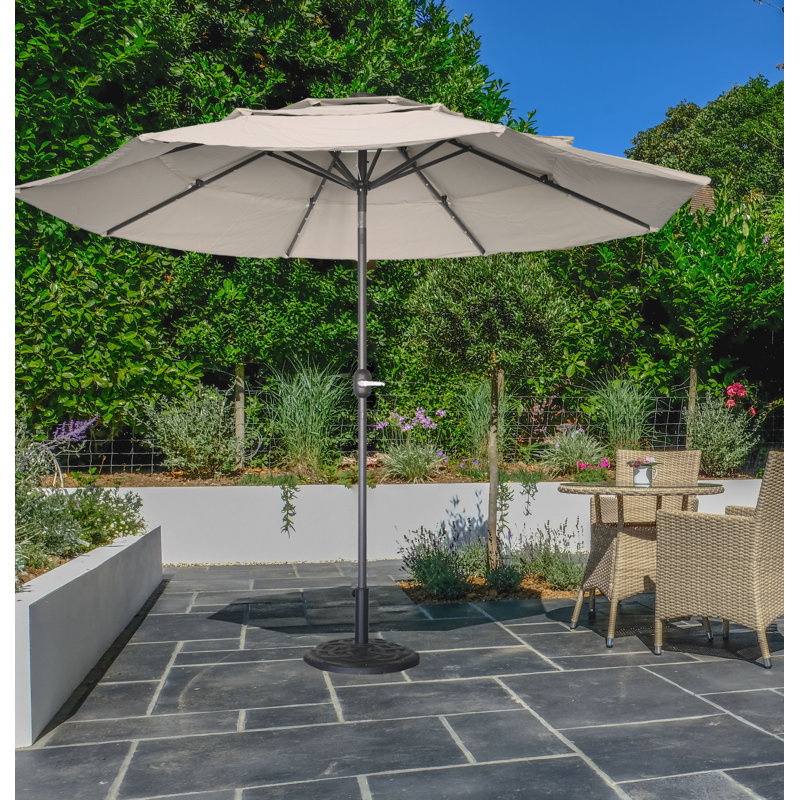 Parasol de marché éclairé 10 pi Deland, Beige, H 100,12 po x l 120 po x P 120 po