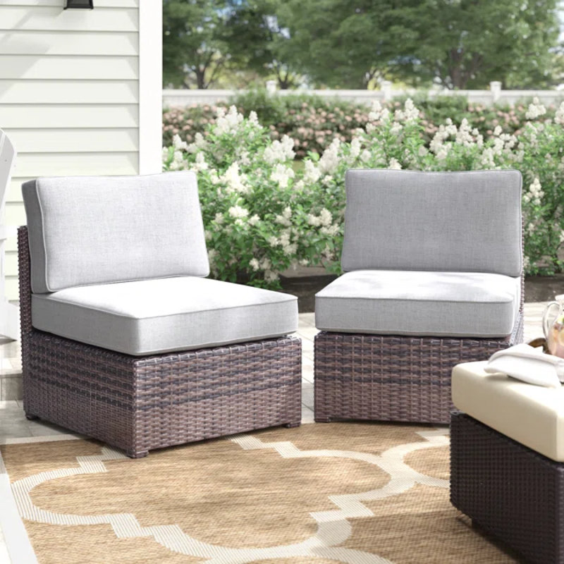 Chaise de patio sans accoudoirs entièrement assemblée avec coussins, canapé d'extérieur