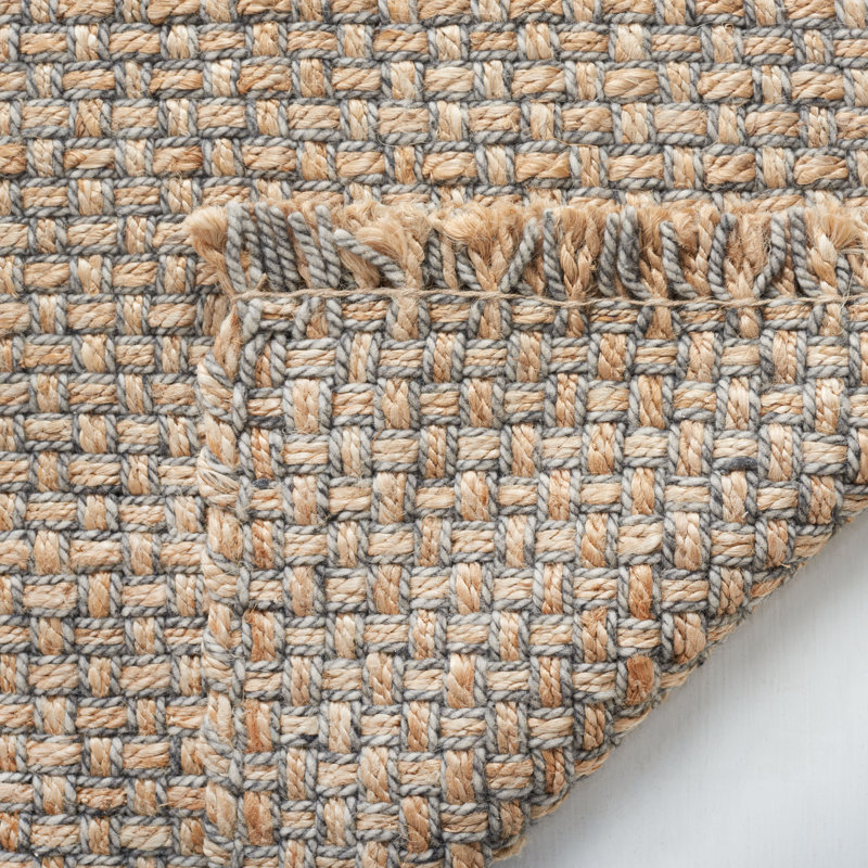 Krenzke Natural Fiber Hand Woven Jute/Wool Rug in Gray, Rectangle 5' x 8'